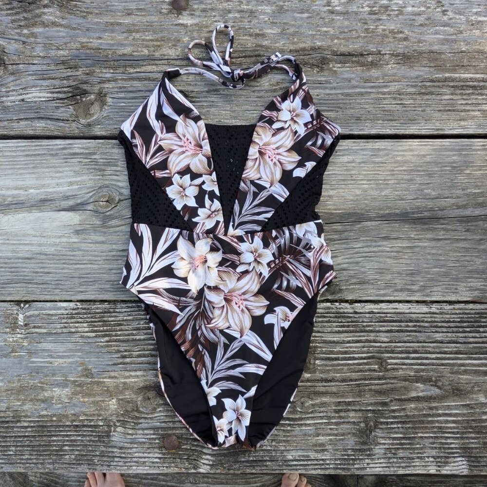 Hurley One Piece Swimsuit NWOT Tropical Eyelet